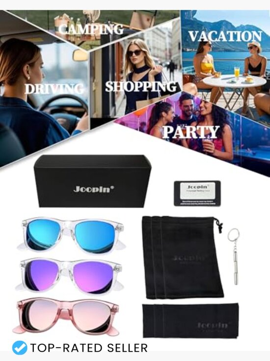 3 Pack Square Sunglasses Polarized UV Protection Trendy Fashion Shades Unisex